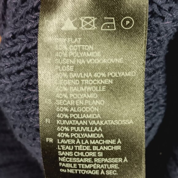 H&M Womens Navy Blue Ribbed Knitted Sweater Medium Twist Front Oversized Sleeves - Picture 3 of 9